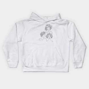 Line art female with flowers Kids Hoodie